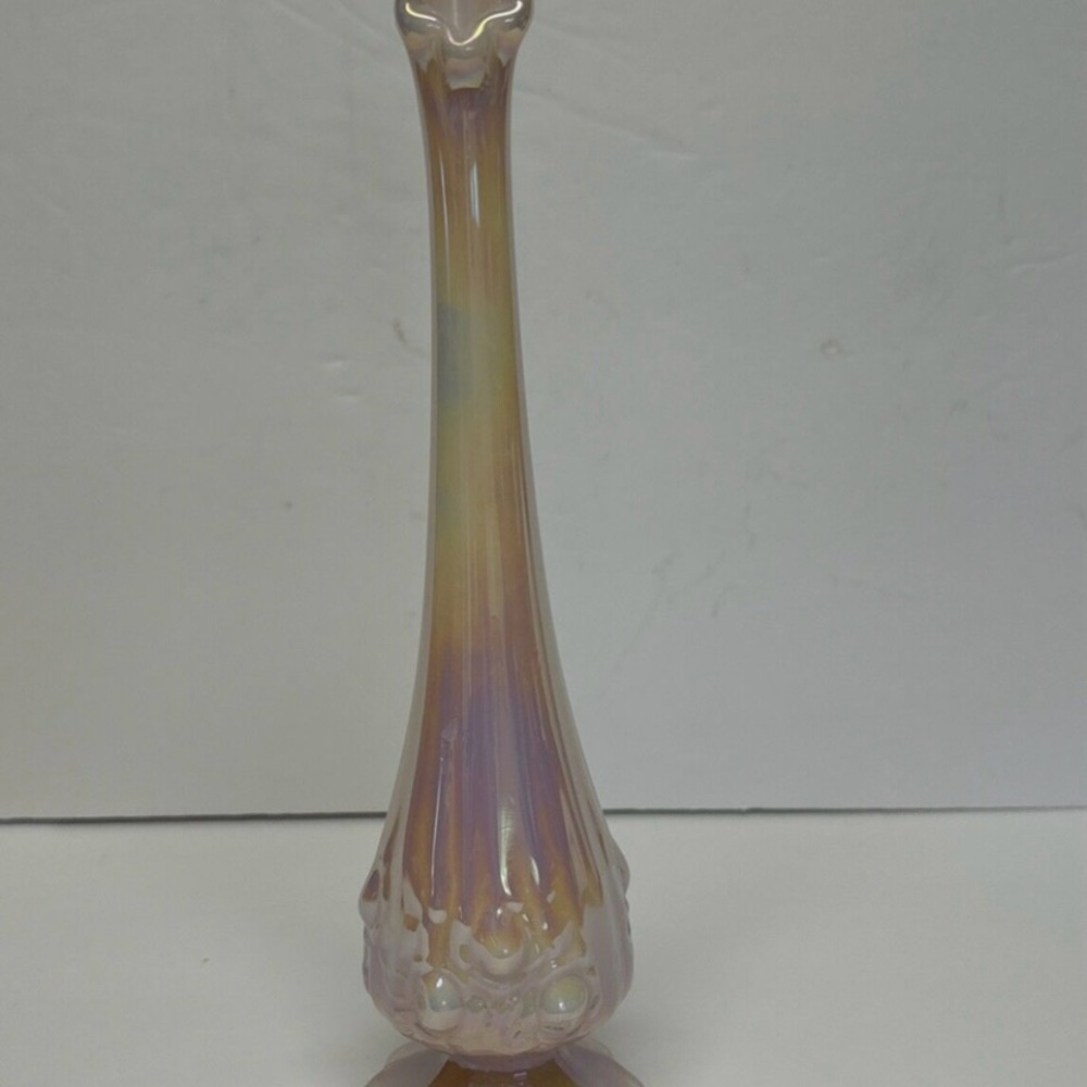 Vintage  Fenton pink opal swung vase